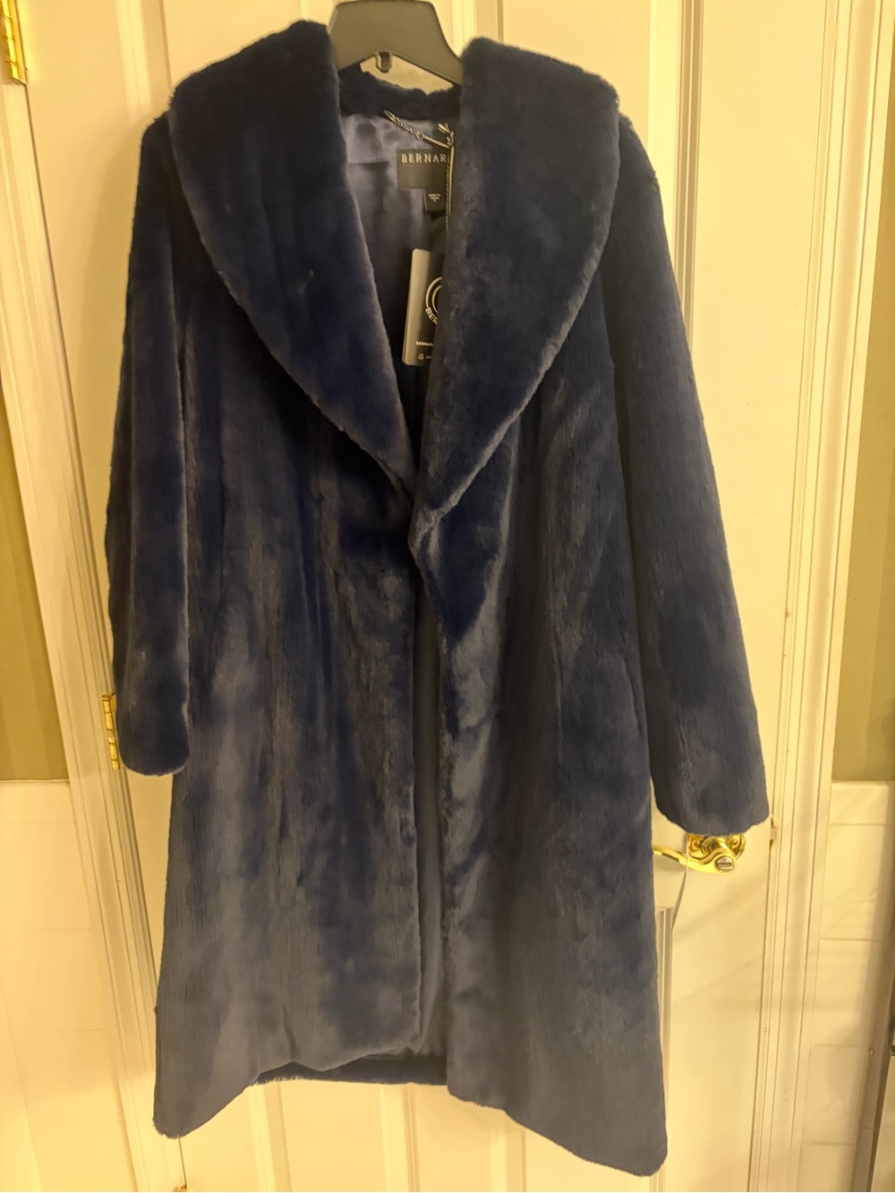 Bernardo Navy Faux-Fur Hooded Pea Coat